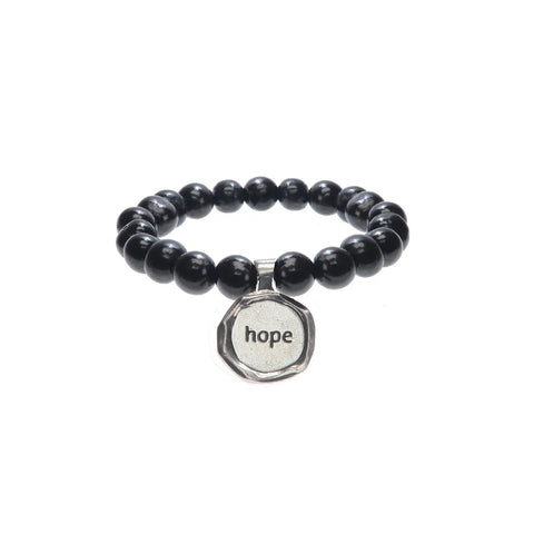 Handcrafted Acai Seed Bracelet With Hope Wax Seal Charm – Black Beaded Jewelry | Made in USA Whitney Howard Designs  Wax Seals Acai Seeds of Life