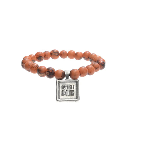 Handcrafted Acai Seed Bracelet With Tiger Tangerine Beads And Wax Seal Charm – Ethical Jewelry | Made in USA Whitney Howard Designs  Wax Seals Acai Seeds of Life