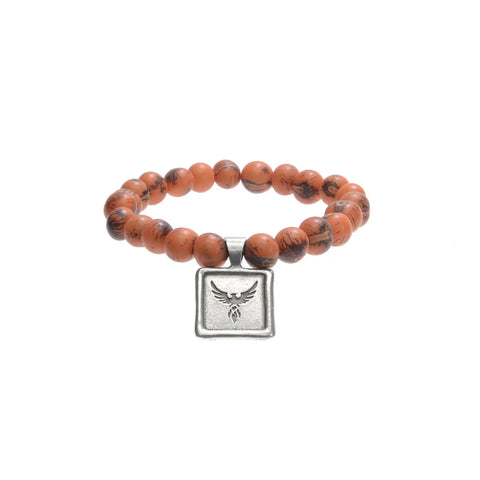 Handcrafted Acai Seed Bracelet With Tiger Tangerine Beads And Wax Seal Charm – Ethical Jewelry | Made in USA Whitney Howard Designs  Wax Seals Acai Seeds of Life