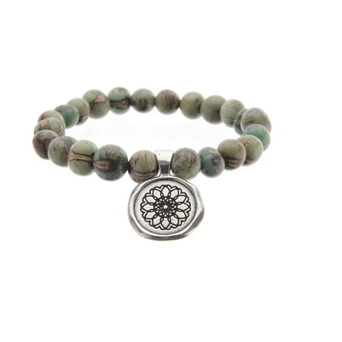 Handcrafted Acai Seed Bracelet with Customizable Pewter Wax Seal – Olive Green Beads | Made in USA Whitney Howard Designs  Wax Seals Acai Seeds of Life