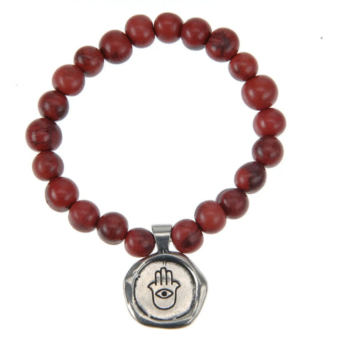 Handcrafted Acai Seed Bracelet with Wax Seal Charm – Cranberry Beads | Fair-Trade Materials | Made in USA Whitney Howard Designs  Wax Seals Acai Seeds of Life