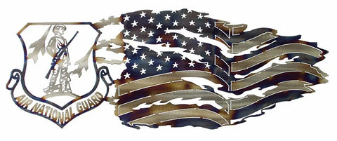 Handcrafted Air National Guard Rustic Metal Flag Sculpture – Patriotic Wall Art | Made in USA Knights Home Decor  item