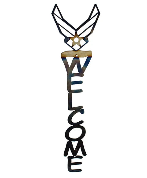 Handcrafted Airforce Metal Welcome Sign – Durable Patriotic Wall Art | Made in USA Knights Home Decor  item