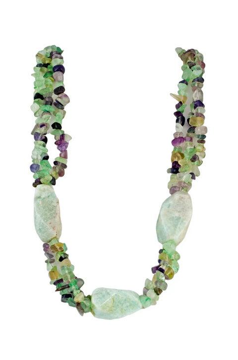 Handcrafted Amazonite and Fluorite Multi-Strand Necklace 18-20 Inch Adjustable Lobster Clasp | Made in USA Michelle Marie Boutique  Necklace