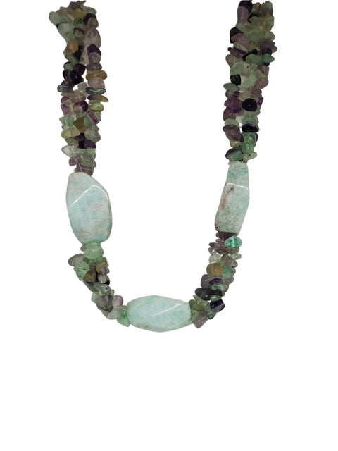 Handcrafted Amazonite and Fluorite Multi-Strand Necklace 18-20 Inch Adjustable Lobster Clasp | Made in USA Michelle Marie Boutique  Necklace
