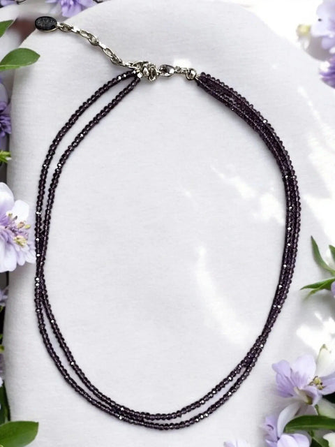 Handcrafted Amethyst Austrian Crystal Double Strand Necklace Adjustable Length | Made in USA Michelle Marie Boutique  Necklaces