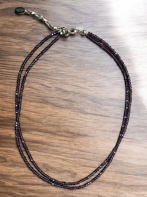 Handcrafted Amethyst Austrian Crystal Double Strand Necklace Adjustable Length | Made in USA Michelle Marie Boutique  Necklaces
