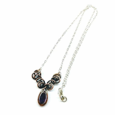 Handcrafted Amethyst Crystal Wire Sculpted Necklace – Sterling Silver Copper | Made in USA Alexa Martha Designs  Necklace