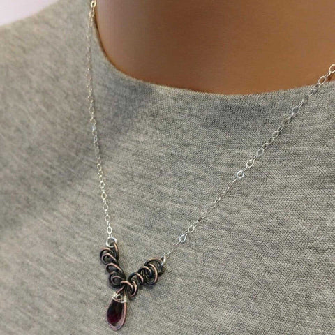 Handcrafted Amethyst Crystal Wire Sculpted Necklace – Sterling Silver Copper | Made in USA Alexa Martha Designs  Necklace