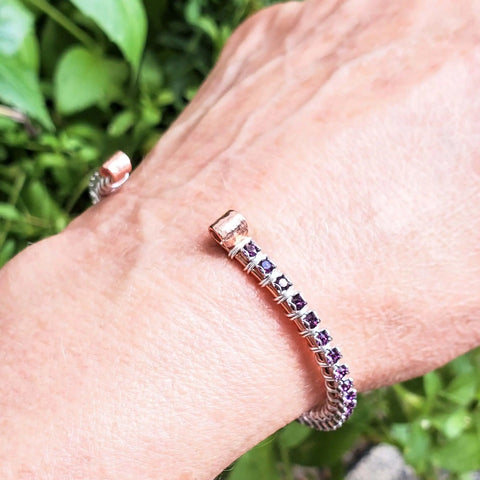 Handcrafted Amethyst Wire Wrapped Tennis Bracelet Bangle – Montana Artisan | Made in USA Alexa Martha Designs  Bangles /Bracelets