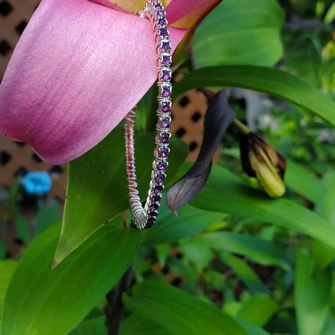 Handcrafted Amethyst Wire Wrapped Tennis Bracelet Bangle – Montana Artisan | Made in USA Alexa Martha Designs  Bangles /Bracelets