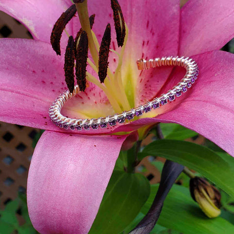 Handcrafted Amethyst Wire Wrapped Tennis Bracelet Bangle – Montana Artisan | Made in USA Alexa Martha Designs  Bangles /Bracelets