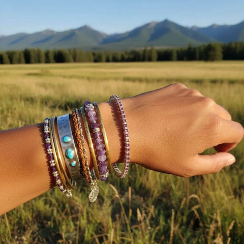 Handcrafted Amethyst Wire Wrapped Tennis Bracelet Bangle – Montana Artisan | Made in USA Alexa Martha Designs  Bangles /Bracelets