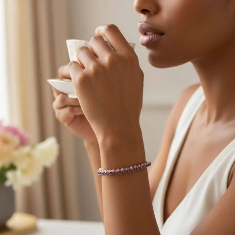 Handcrafted Amethyst Wire Wrapped Tennis Bracelet Bangle – Montana Artisan | Made in USA Alexa Martha Designs  Bangles /Bracelets