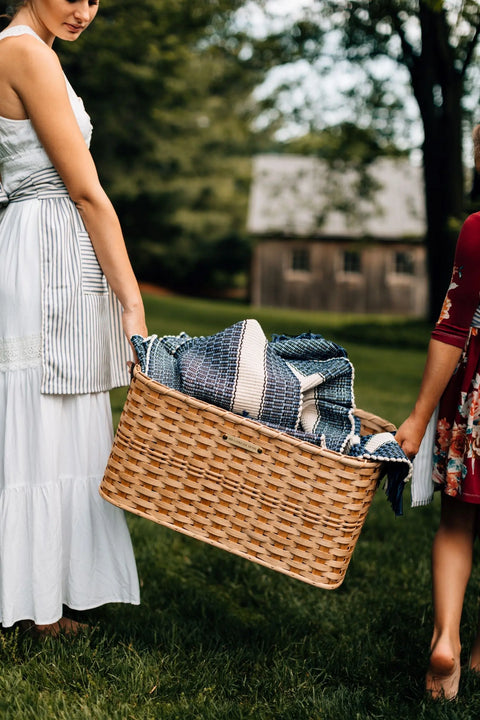 Handcrafted Amish Laundry Basket 23x16x11 Inch – Durable Seagrass Storage Tote with Leather Handles | Made in USA Millstream Home  Baskets