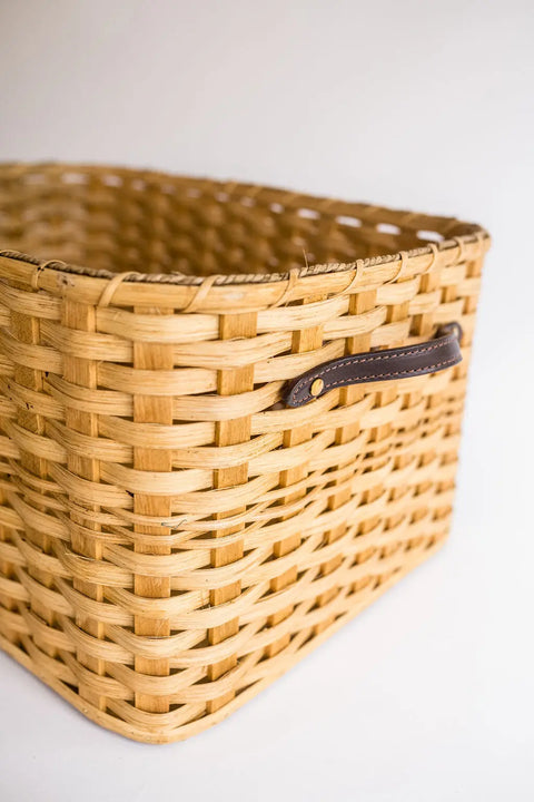 Handcrafted Amish Laundry Basket 23x16x11 Inch – Durable Seagrass Storage Tote with Leather Handles | Made in USA Millstream Home  Baskets