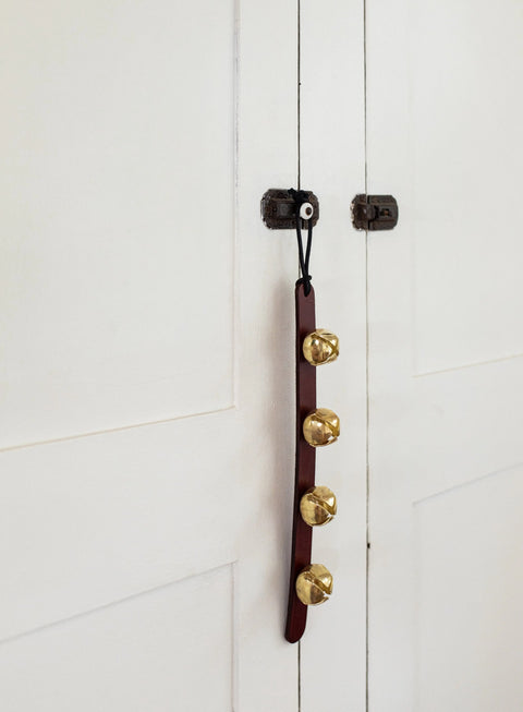 Handcrafted Amish Leather Sleigh Bells – 14 Inch Rustic Brass Holiday Decor | Made in USA Millstream Home 