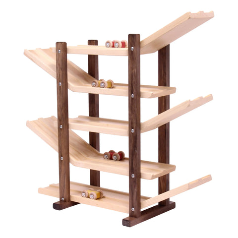 Handcrafted Amish Wooden Kids Roller Racetrack Toy Double Track with 4 Cars | Made in USA Amish Toy Box  Wooden Toys,Marble and Ball Rollers