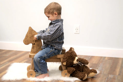 Handcrafted Amish Wooden Toddler Ride-On Horse Toy 18 Inch – Non-Toxic Finish | Made in USA Amish Toy Box  Toy