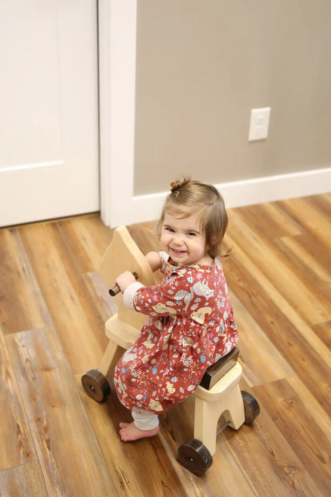 Handcrafted Amish Wooden Toddler Ride-On Horse Toy 18 Inch – Non-Toxic Finish | Made in USA Amish Toy Box  Toy