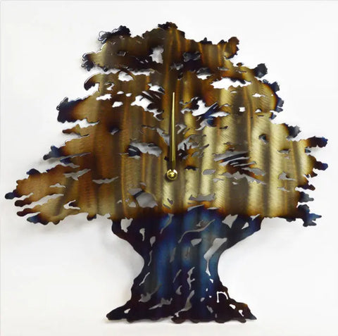 Handcrafted Ancient Olive Tree Metal Wall Clock – Rustic Nature Decor | Made in USA Knights Home Decor  item