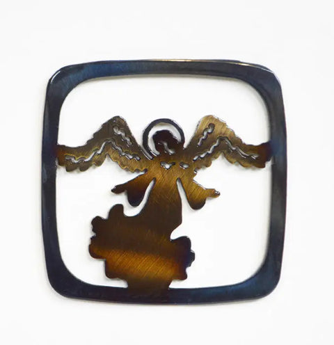 Handcrafted Angel Coaster – Unique Metal Drink Protector | Functional Art Home Accessory Made in USA Knights Home Decor  item