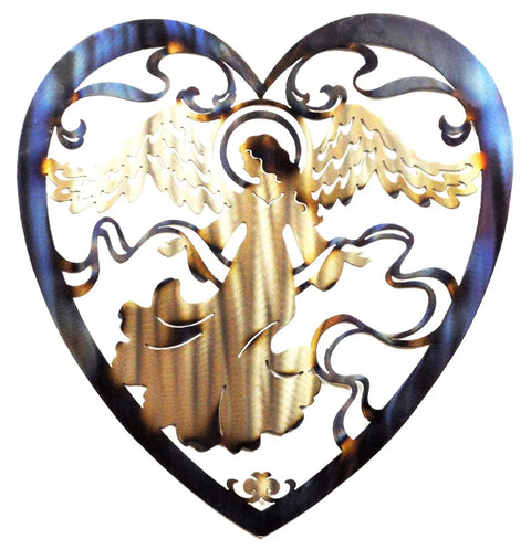 Handcrafted Angel Heart Metal Wall Art – Spiritual Home Decor | Made in USA Vintage Style Knights Home Decor  item