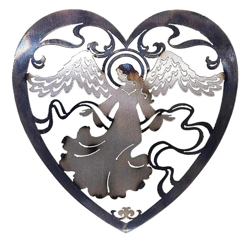 Handcrafted Angel Heart Metal Wall Art – Spiritual Home Decor | Made in USA Vintage Style Knights Home Decor  item