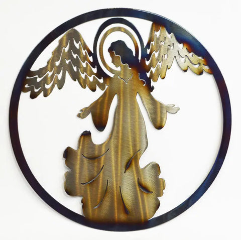 Handcrafted Angel Metal Wall Art – Spiritual Circle Decor | Made in USA Knights Home Decor  item