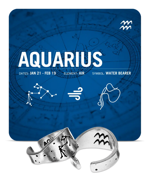 Handcrafted Aquarius Zodiac Pewter Ring – Unique Celestial Constellation Jewelry | Made in USA Whitney Howard Designs  Zodiac Rings