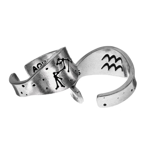 Handcrafted Aquarius Zodiac Pewter Ring – Unique Celestial Constellation Jewelry | Made in USA Whitney Howard Designs  Zodiac Rings