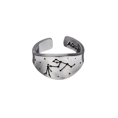 Handcrafted Aquarius Zodiac Pewter Ring – Unique Celestial Constellation Jewelry | Made in USA Whitney Howard Designs  Zodiac Rings