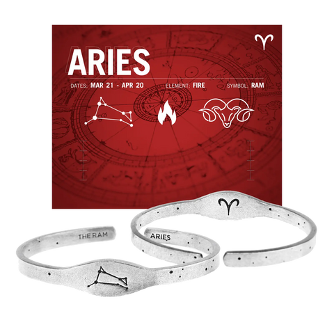 Handcrafted Aries Zodiac Cuff Bracelet – Recycled Pewter Constellation Design | Made in USA – March 21 to April 19 Horoscope Accessory Whitney Howard Designs  Zodiac Cuffs