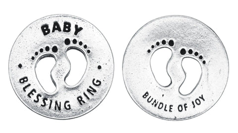 Handcrafted Baby Blessing Ring Charm – Recycled Pewter Token for Baby Shower Gifts | Made in USA Whitney Howard Designs  Blessing Ring