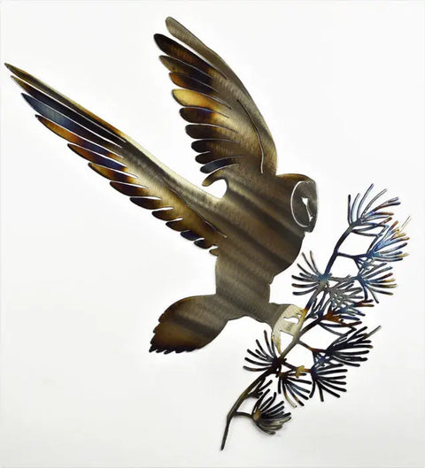 Handcrafted Barn Owl Metal Wall Sculpture – Custom Nature Art Decor | Made in USA Knights Home Decor  item