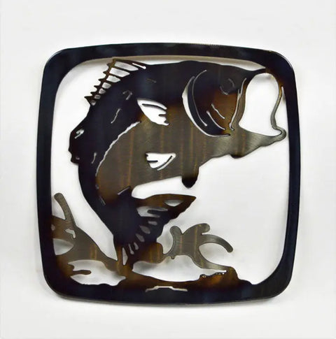 Handcrafted Bass Fish Metal Trivet – Rustic Heat Resistant Hot Plate | Made in USA Knights Home Decor  item