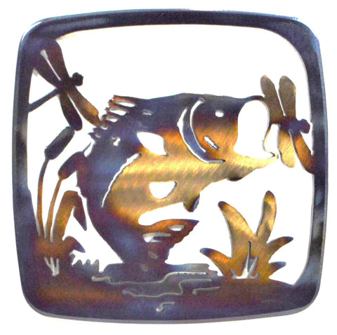 Handcrafted Bass Fish and Dragonfly Trivet – Durable Heat-Treated Metal Table Decor | Made in USA Knights Home Decor  item