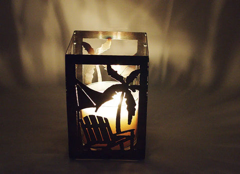 Handcrafted Beach Scene Candle Holder – 4 Inch Candle Capacity – Coastal Decorative Accent | Made in USA Knights Home Decor  item