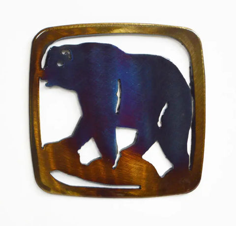 Handcrafted Bear Metal Coaster – Rustic Cabin Beverage Accessory | Made in USA Knights Home Decor  item