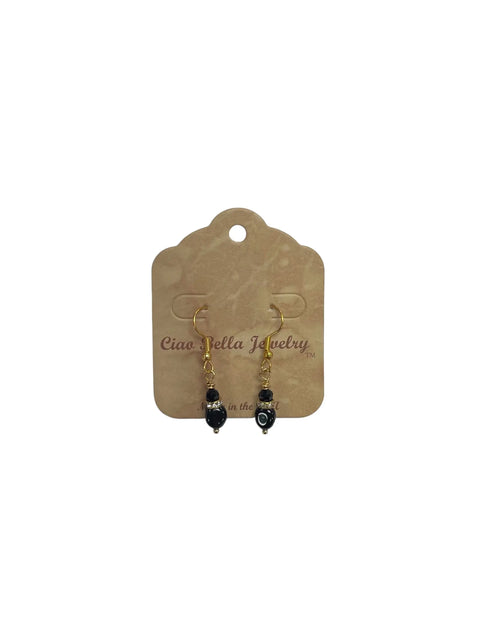 Handcrafted Black Crystal and Hematite Dangle Earrings – Gold Tone Finish | Michelle Marie Boutique | Made in USA Michelle Marie Boutique  Earrings