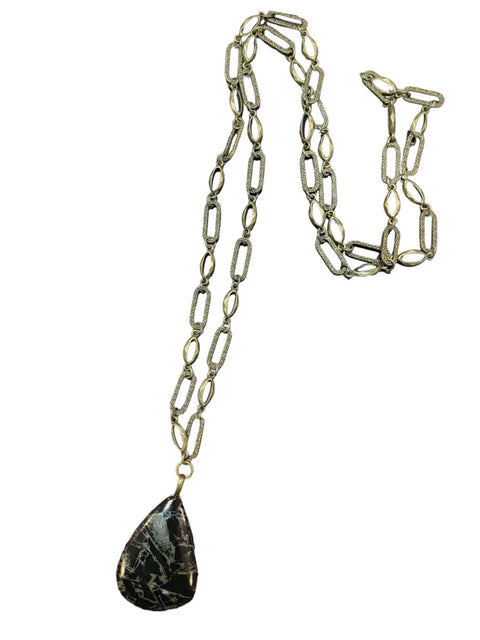 Handcrafted Black Pyrite Gemstone Long Necklace 34 Inch – Protective Energy Jewelry | Made in USA Michelle Marie Boutique  Necklace