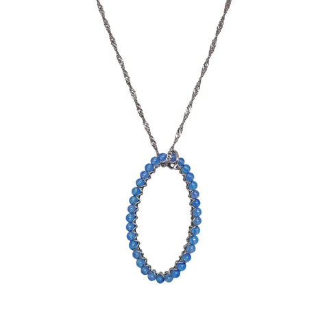 Handcrafted Blue Agate Oval Pendant Necklace – Natural Gemstone Jewelry | Made in USA by Michelle Marie Michelle Marie Boutique  Necklace