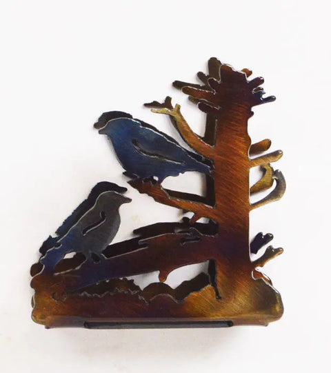 Handcrafted Blue Birds Cocktail Napkin Holder – Iridescent Metal Design | Made in USA Knights Home Decor  item
