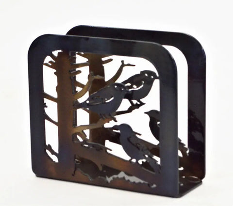 Handcrafted Blue Birds Napkin Holder – Rustic Metal Decor for Kitchen or Office | Made in USA Knights Home Decor  item