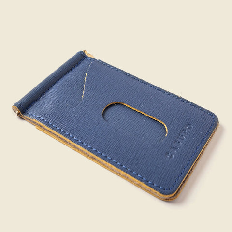 Handcrafted Blue Leather Money Clip Wallet 4.25 Inch – Handmade in USA CASUPO  Money Clip Wallet