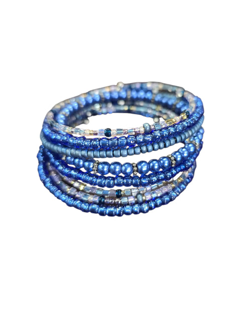 Handcrafted Blue Multistrand Cuff Bracelet – Elegant Stacking Jewelry by Michelle Marie | Made in USA Michelle Marie Boutique  Bracelets