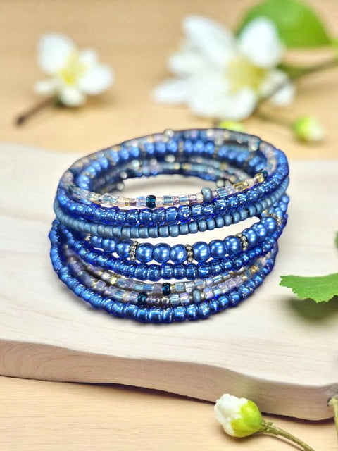 Handcrafted Blue Multistrand Cuff Bracelet – Elegant Stacking Jewelry by Michelle Marie | Made in USA Michelle Marie Boutique  Bracelets