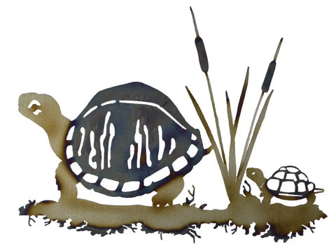 Handcrafted Box Turtle And Baby Metal Wall Art – Nature-Inspired Decor | Made in USA Knights Home Decor  item