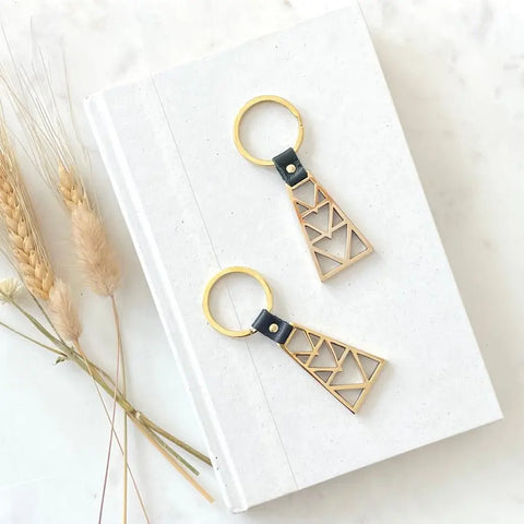 Handcrafted Brass Geometric Key Ring – Artisanal Design | Made in USA Sarah Cecelia  KEY RINGS