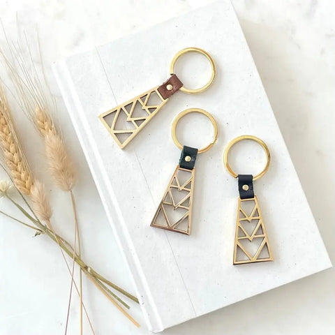 Handcrafted Brass Geometric Key Ring – Artisanal Design | Made in USA Sarah Cecelia  KEY RINGS
